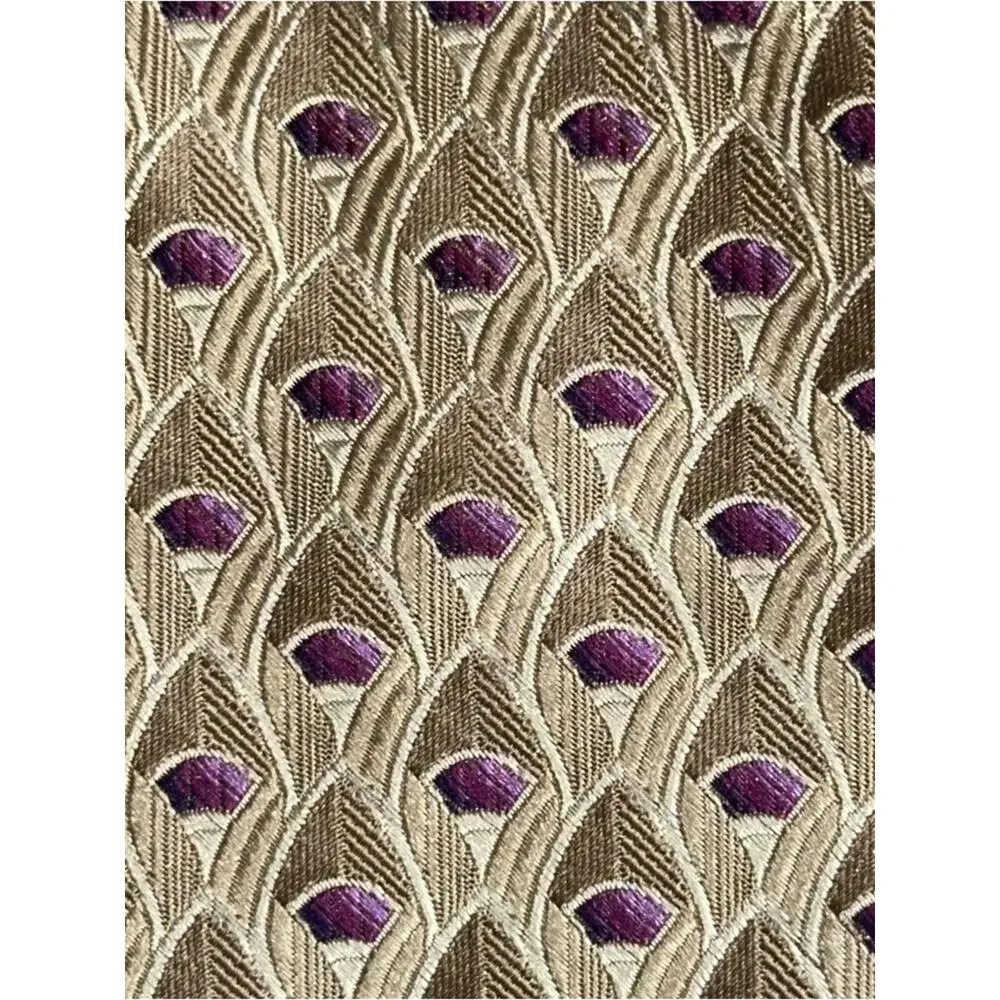 Ike Behar Pearl Ivory Textured Purple Geo Print Silk Tie Necktie